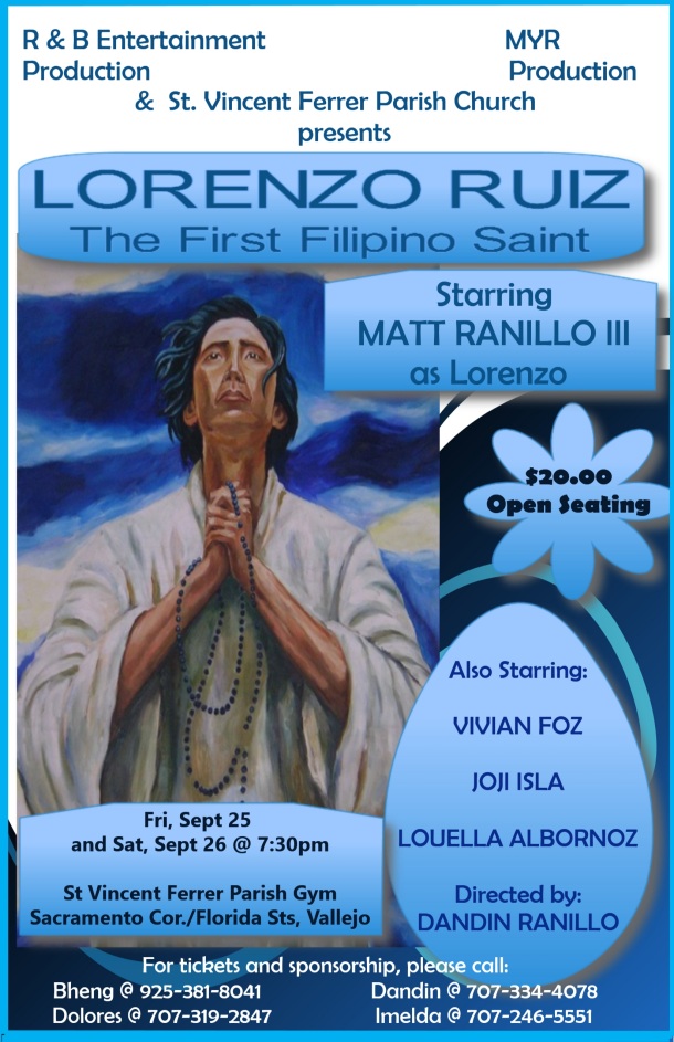 “Lorenzo Ruiz, The First Filipino Saint”, starring Matt Ranillo III as